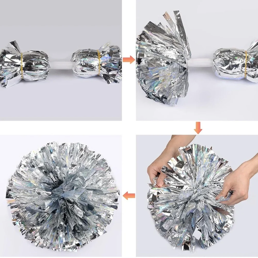 Silver Metallic Party Decorations Pom Poms